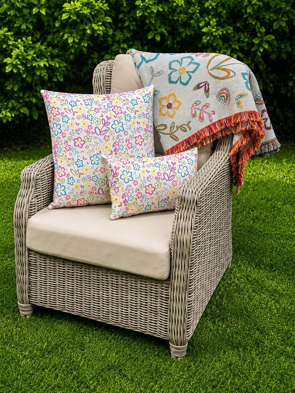 Full Bloom Outdoor Cushion - Blue