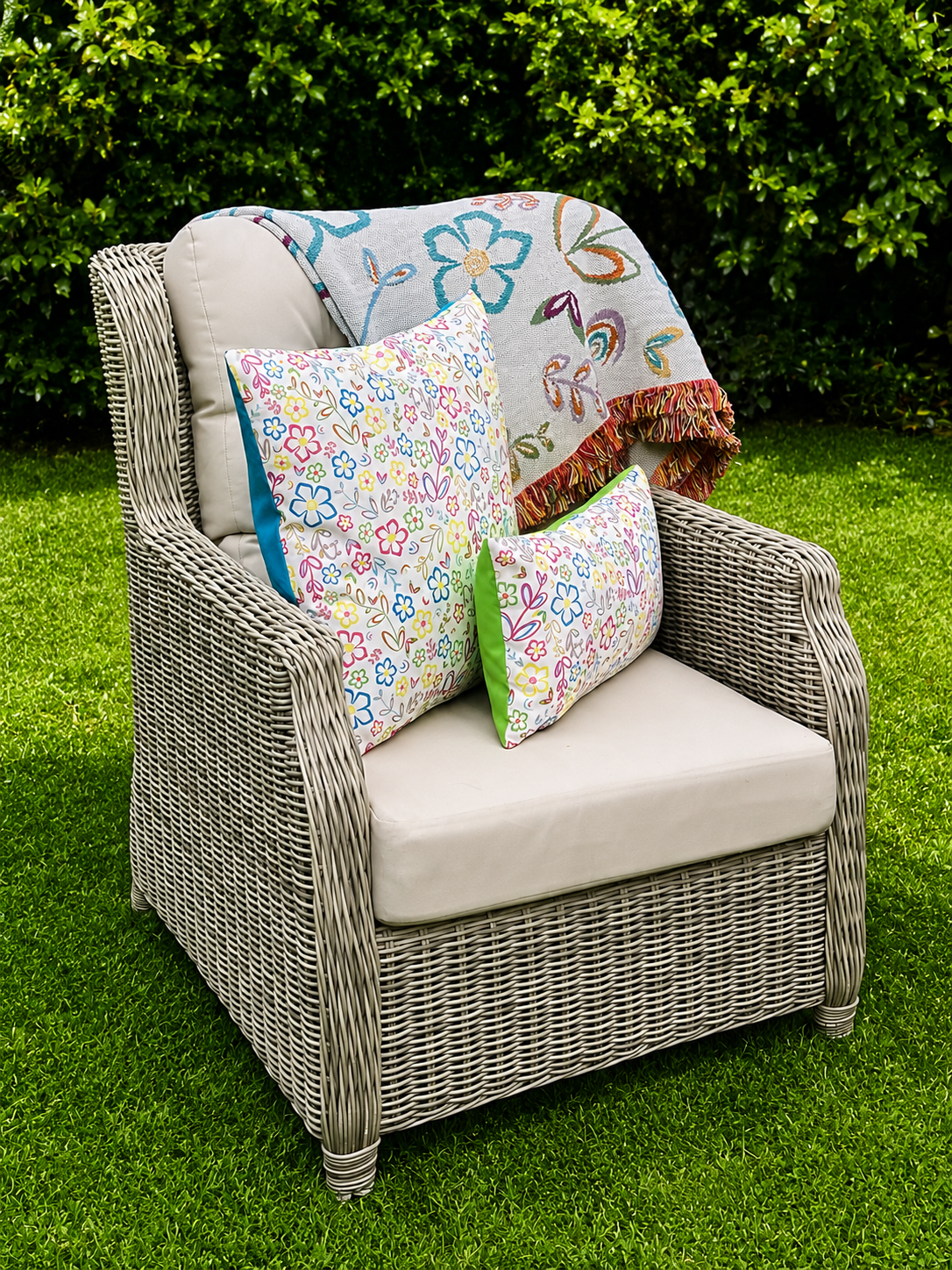 Full Bloom Outdoor Cushion - Blue